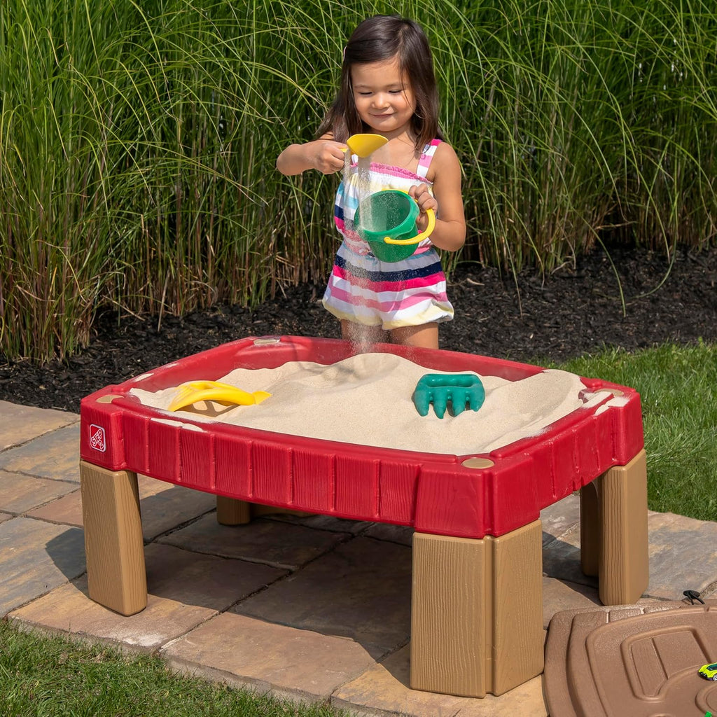 Step2 Naturally Playful Sand Table, Kids Sand Activity Sensory Table, 5 Piece Accessory Kit, Toddler Summer Outdoor