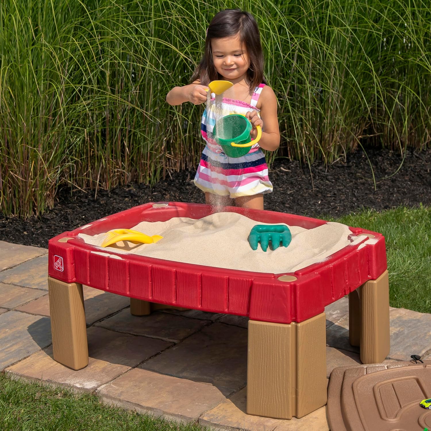 Step2 Naturally Playful Sand Table, Kids Sand Activity Sensory Table, 5 Piece Accessory Kit, Toddler Summer Outdoor