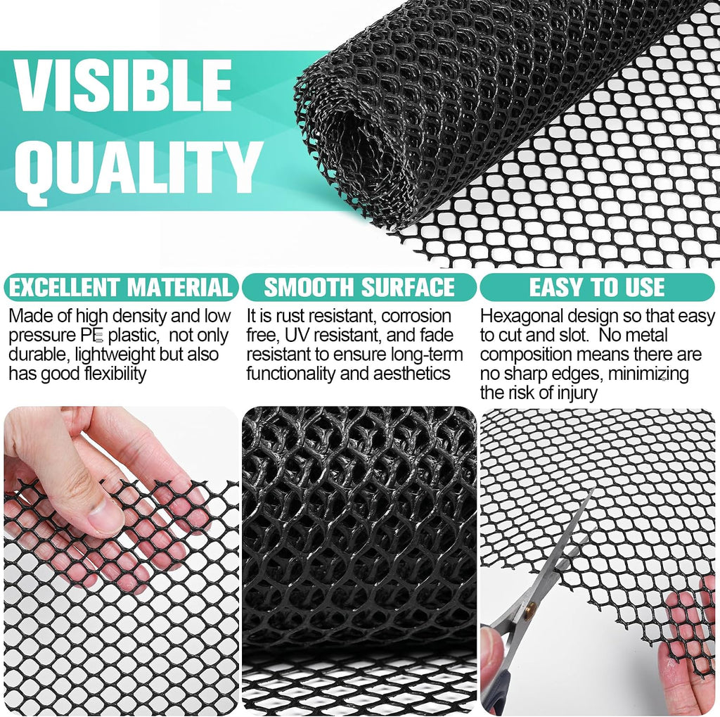 Plastic Mesh Fence Sheet 15.7IN x 50FT - 0.3IN Opening Plastic Chicken Wire Netting Roll Durable for Dogs, Poultry