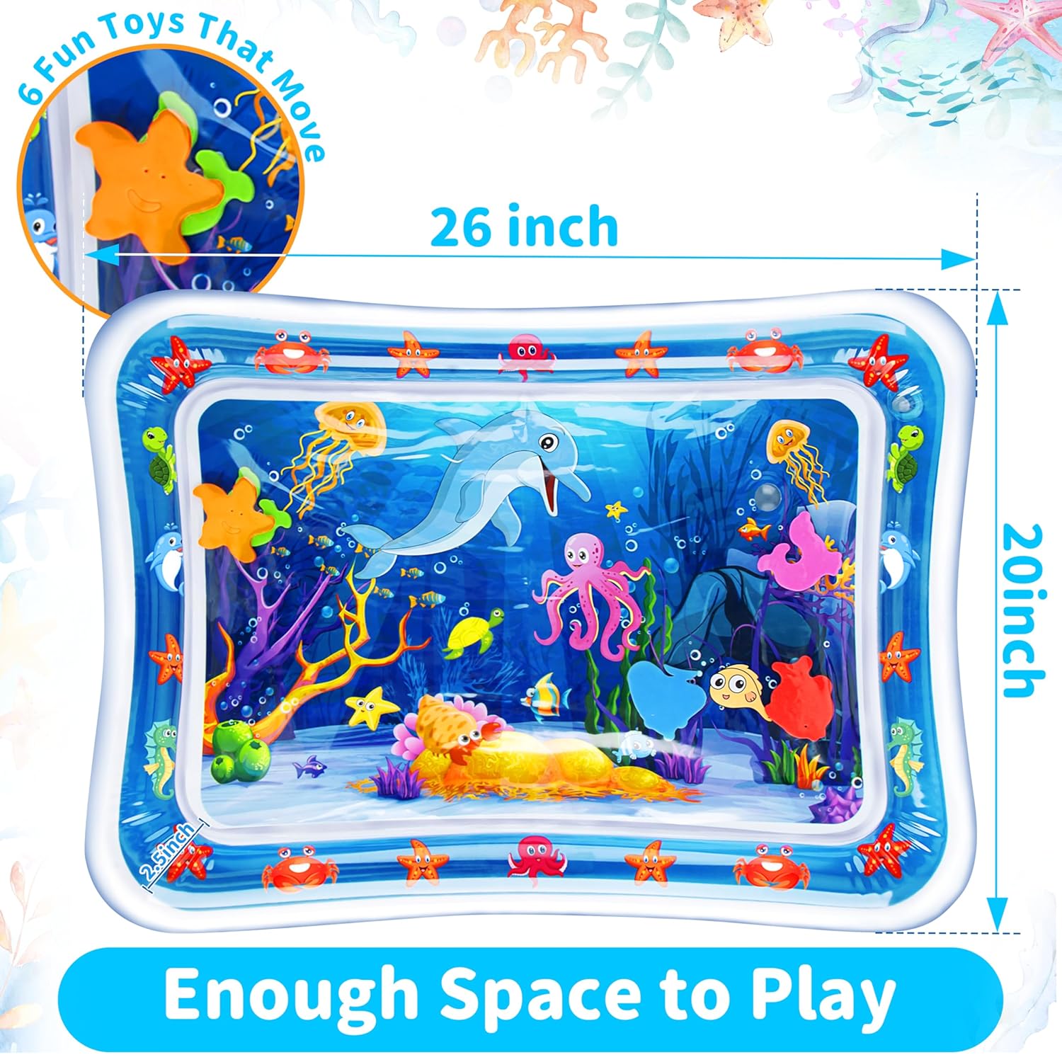 Tummy Time Water Mat丨Inflatable Tummy Time Water Play Mat for Babies, Infants and Toddlers 3 to 24 Months Promote