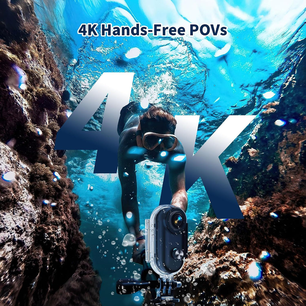 4K Thumb Action Camera with Memory Card Mini Body Camera WiFi Magnetic Clip Wearable Hands-Free Recording POV Camera