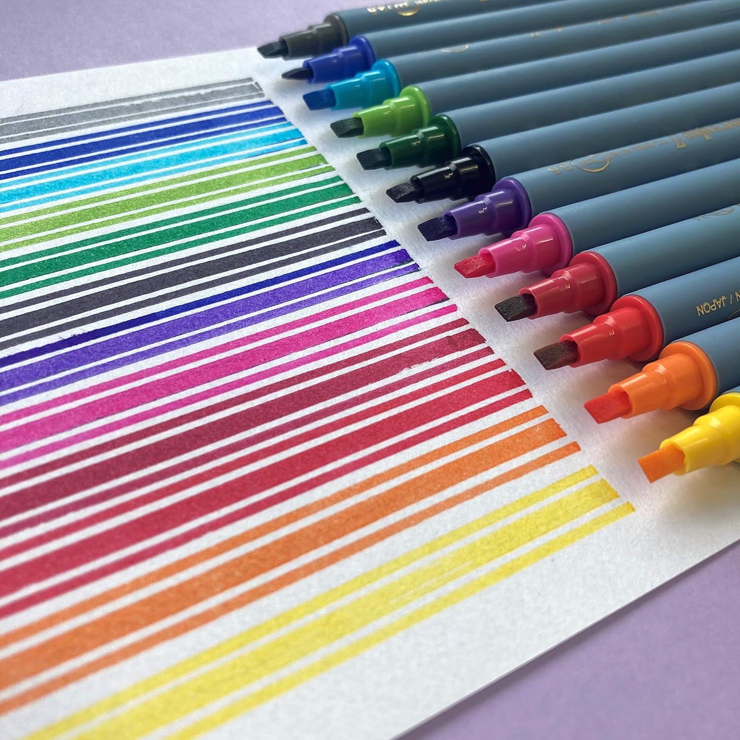 ZIG Calligraphy Marker Pens, 12 Colors set, 2mm & 3.5mm Dual Tip Markers, for Writing & Hand Lettering, for