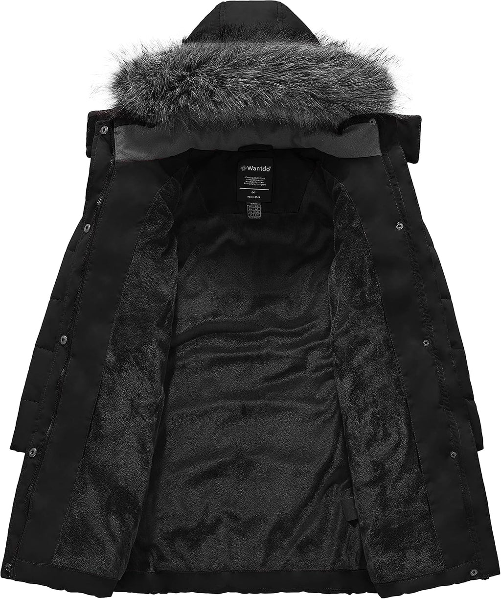 Girls Winter Coats Long Puffer Jackets Fleece Lined Removable Hood | Detachable Faux Fur, 5000mm Waterproof, Zippered