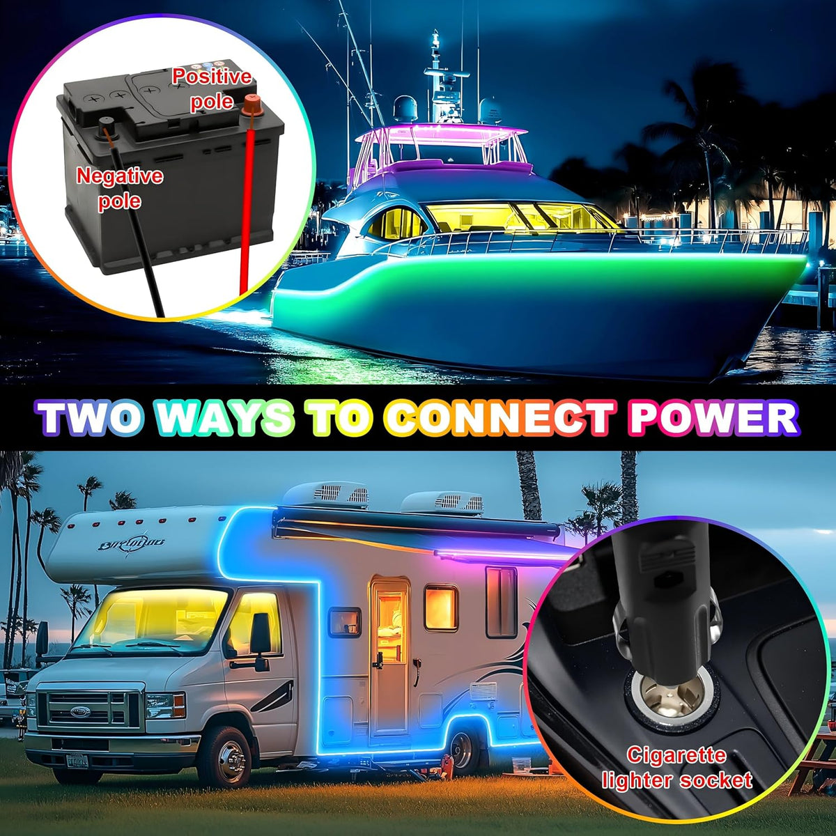 Gliztech Led Boat Lights, Marine Pontoon Led Lights with App，66FT