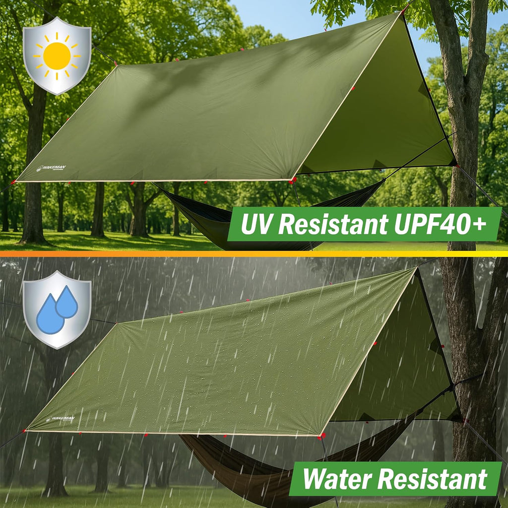 Camping Tarp for Tent or Hammock Rain Fly - 10 x 12 Tarp for Camping, Hiking, Backpacking or Portable Lightweight