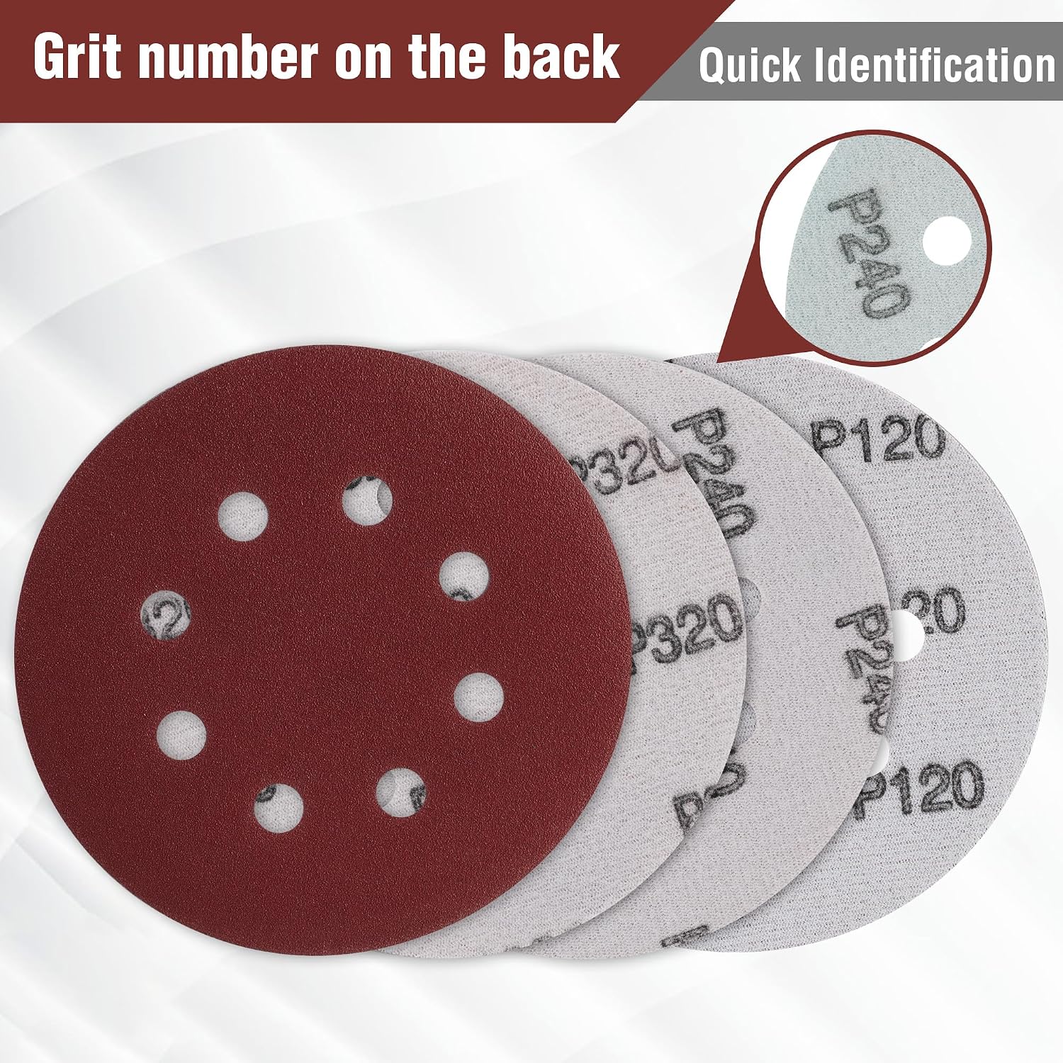 150 Pack 5 Inch Sanding Discs Sandpaper, 8-Hole Hook and Loop | 10 Grits (60/80/100/120/150/180/240/320/400/600) for
