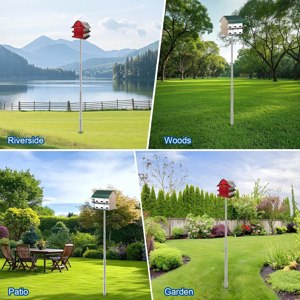12FT Triangular Purple Martin House Pole, Only Compatible with S&K Purple Martin Houses (12 & 16 Rooms), House Not