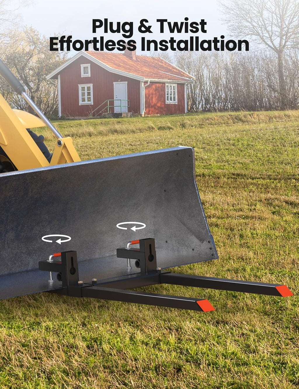 43Inch 2000lbs Pallet Forks Heavy Duty Tractor Forks with Adjustable Stabilizer Bar for Tractor Attachments, Skid