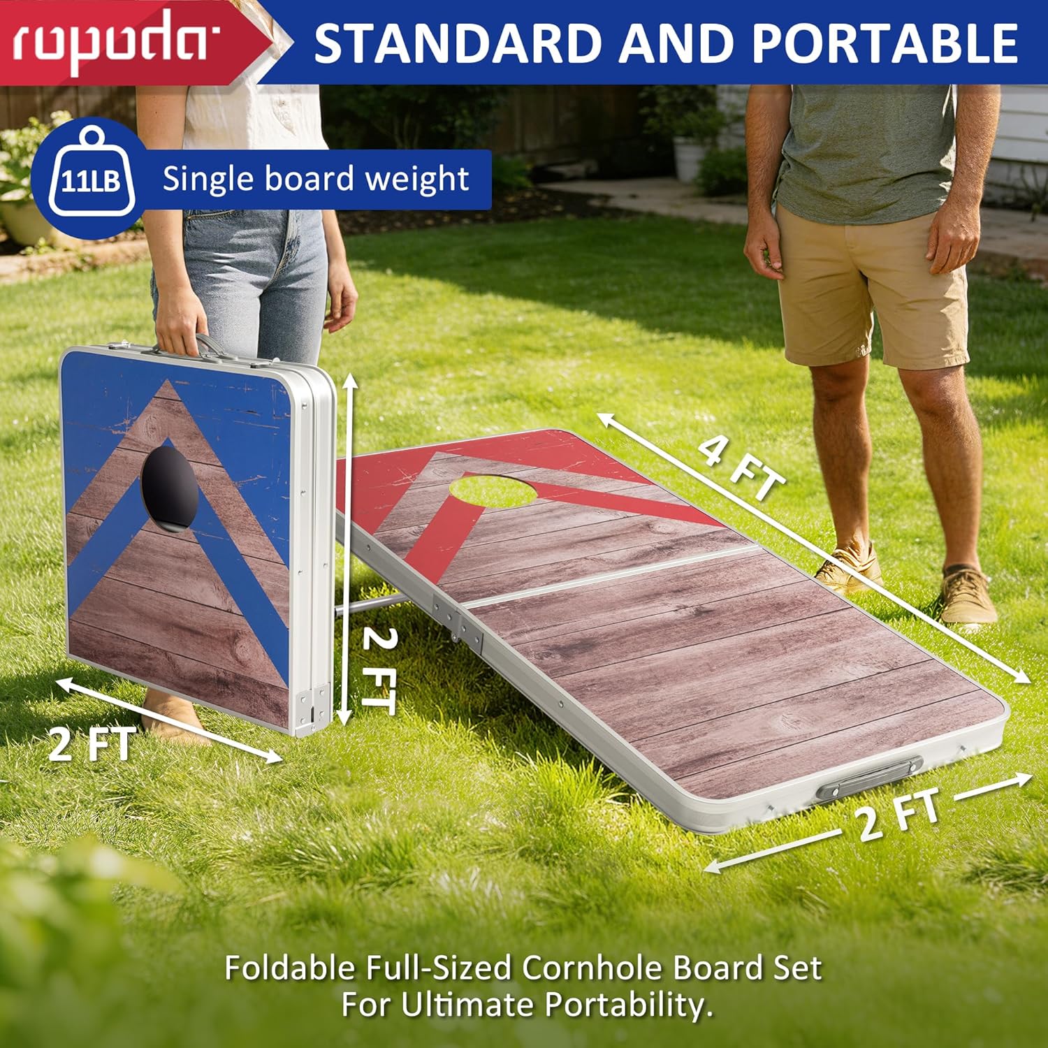 Cornhole Board Set with Score Sheet, 4×2/3×2 FT Regulation Size Corn Hole Games for Adults with Lightweight Aluminum