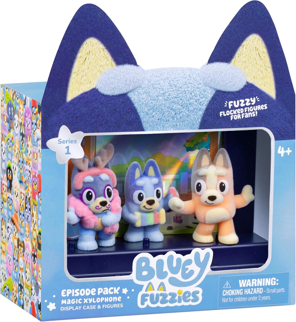 Fuzzies Episode Pack: Magic Xylophone, 3 Flocked Figures | Includes exclusive figure, display case, foil trading card