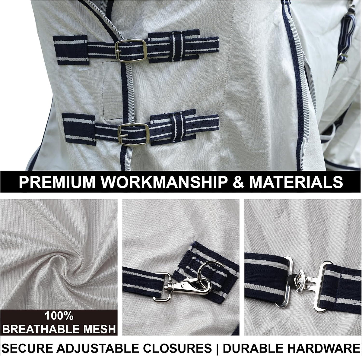 Horse Fly Sheet with Neck & Belly Wrap, Breathable Fine Mesh