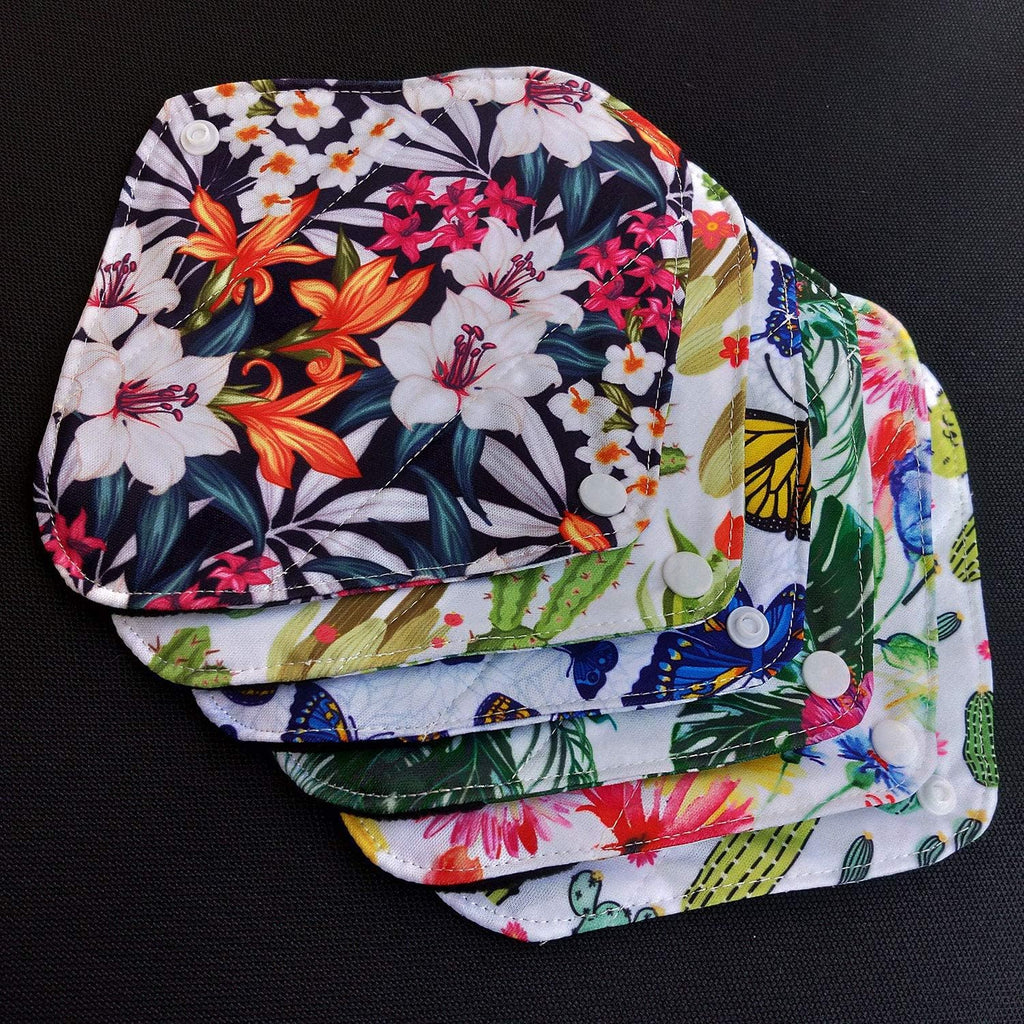7pcs/Set Reusable Menstrual Pads Including 1pc Mini Wet Bag +6pcs Bamboo Charcoal Cloth Menstrual Incontinence