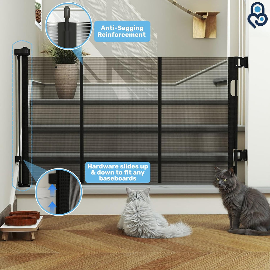 Retractable Baby Gate for Stairs & Doorways - 71” Wide Mesh Safety Gate for Toddlers, Dogs & Pets - Indoor/Outdoor