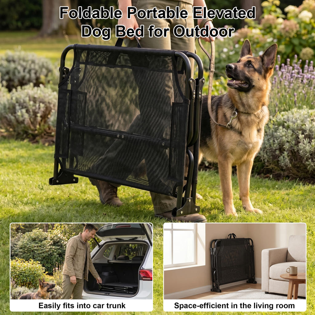 Foldable Outdoor Elevated Dog Cot Bed with Handle