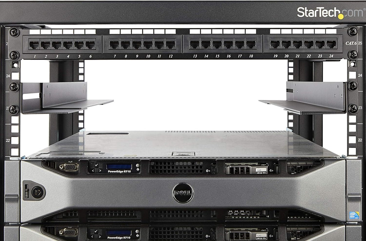 StarTech 1U 4-Post Rack Rails, 19in, 24-36in, 200lb/90kg, Cold-Rolled Steel, Black