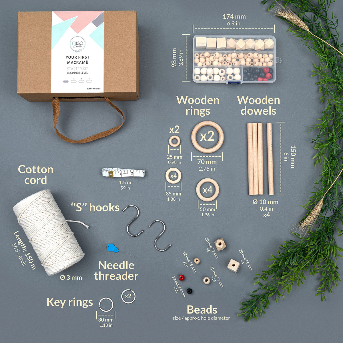 Macrame Kits for Adults Beginners with 126 Macrame Supplies and 7 Projects E-Book: DIY Macrame Kit with 165 Yards