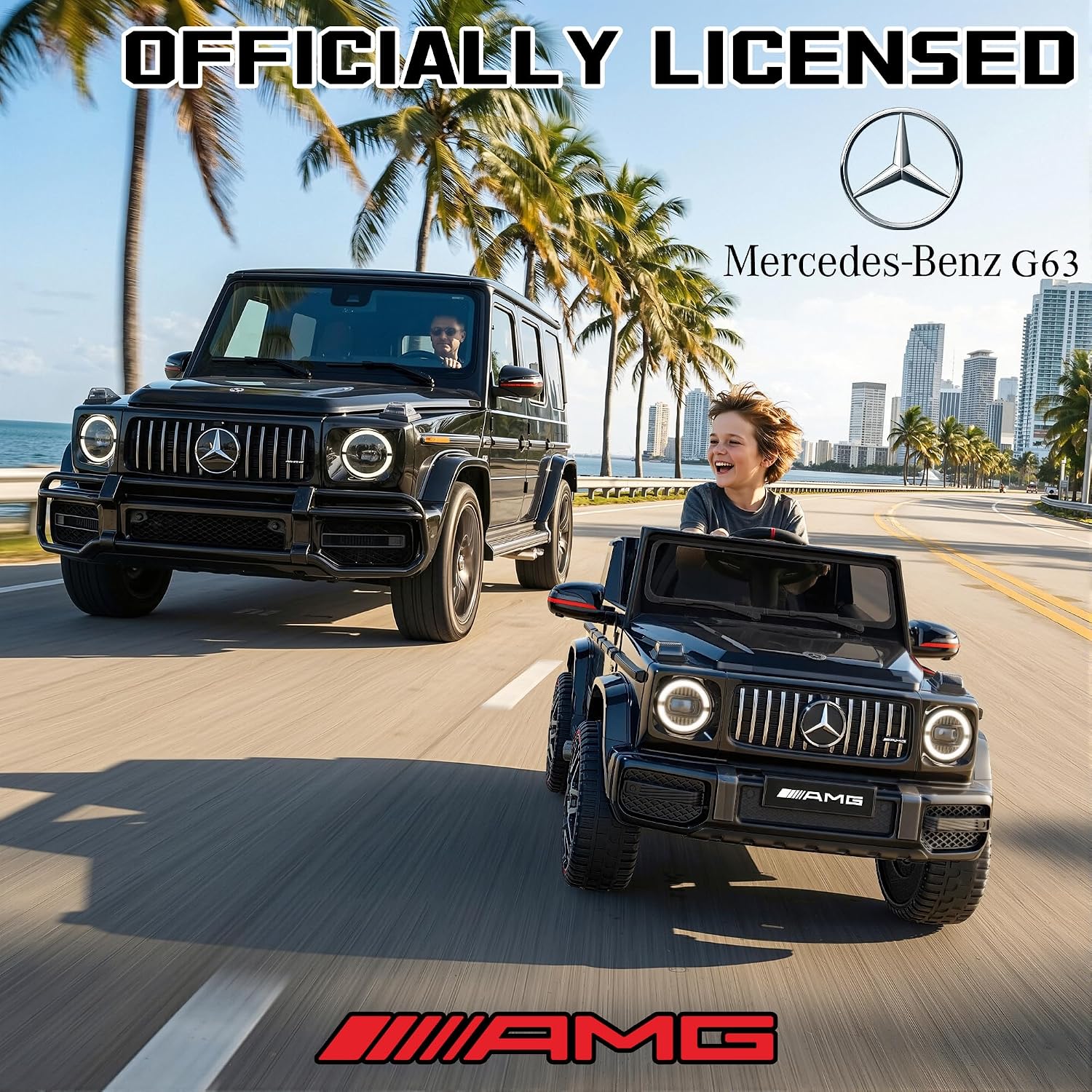 Mercedes-Benz G63 Kids Ride On Car, 12V Toddler Electric Car with Remote | Licensed Mercedes G Wagon, parental remote