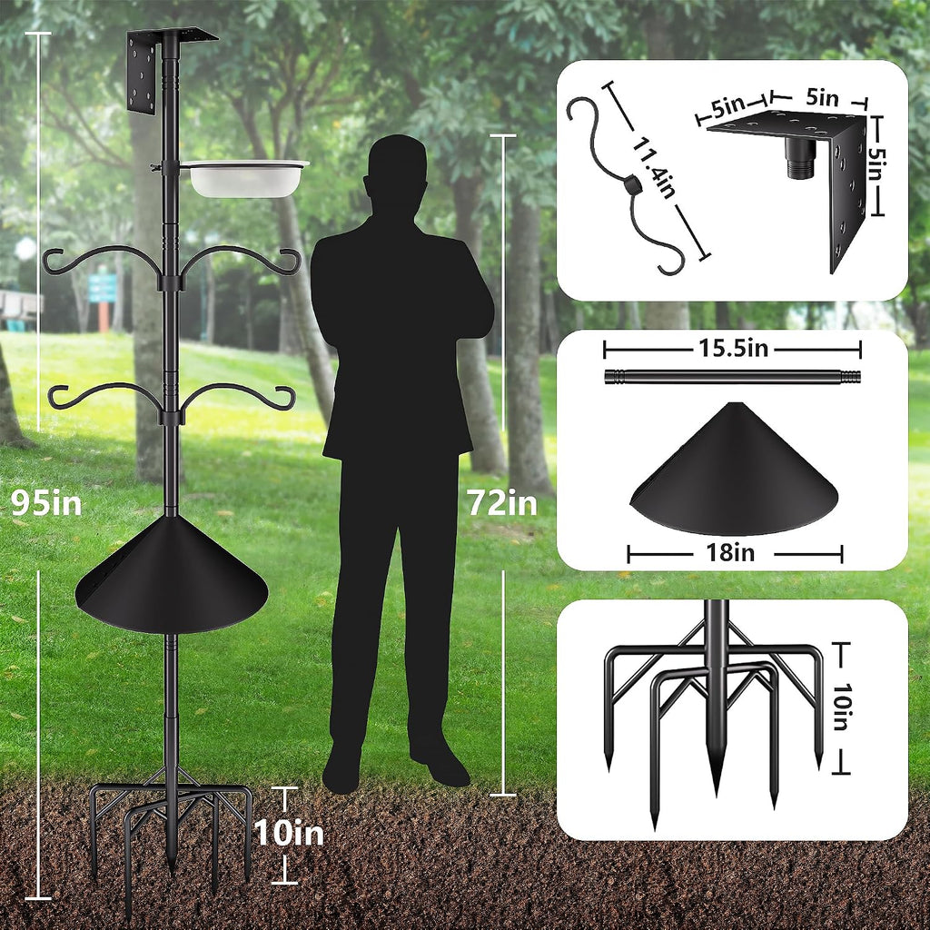 Bird Feeder Pole Stand,95 Inch House Pole for Outdoors Weather Station,Heavy Duty Metal Mount Kit Adjustable