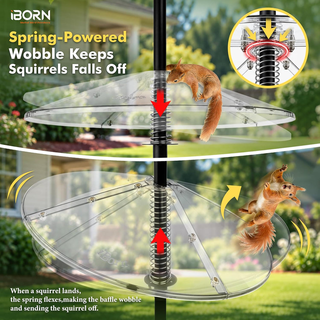 Spring Squirrel Baffle for Bird Feeder Pole, 19.6” Oversized Spring Squirrel Guard Defender, Bird Feeder for Outdoors