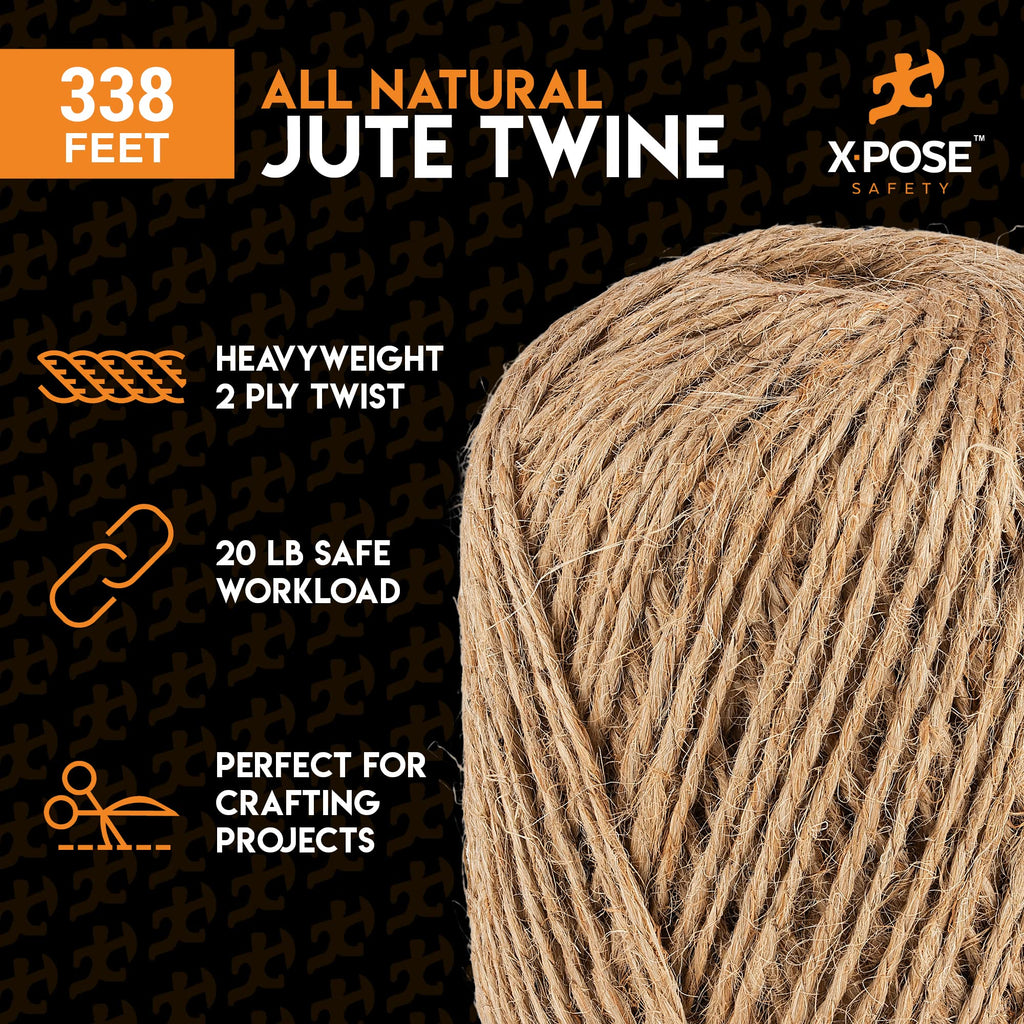 Jute Twine - 2 Ply Brown Roll 338 Feet Natural Jute String for Crafts, Packaging, Wrapping, Decorative Rope Cord for