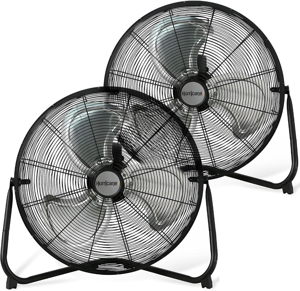 Hurricane Pro High Velocity Floor Fan, 3 Speeds, Black, 20in, 2 Pack