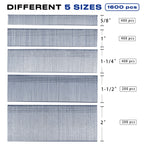 18 Gauge Brad Nails Assorted Project Pack, 1600 pcs