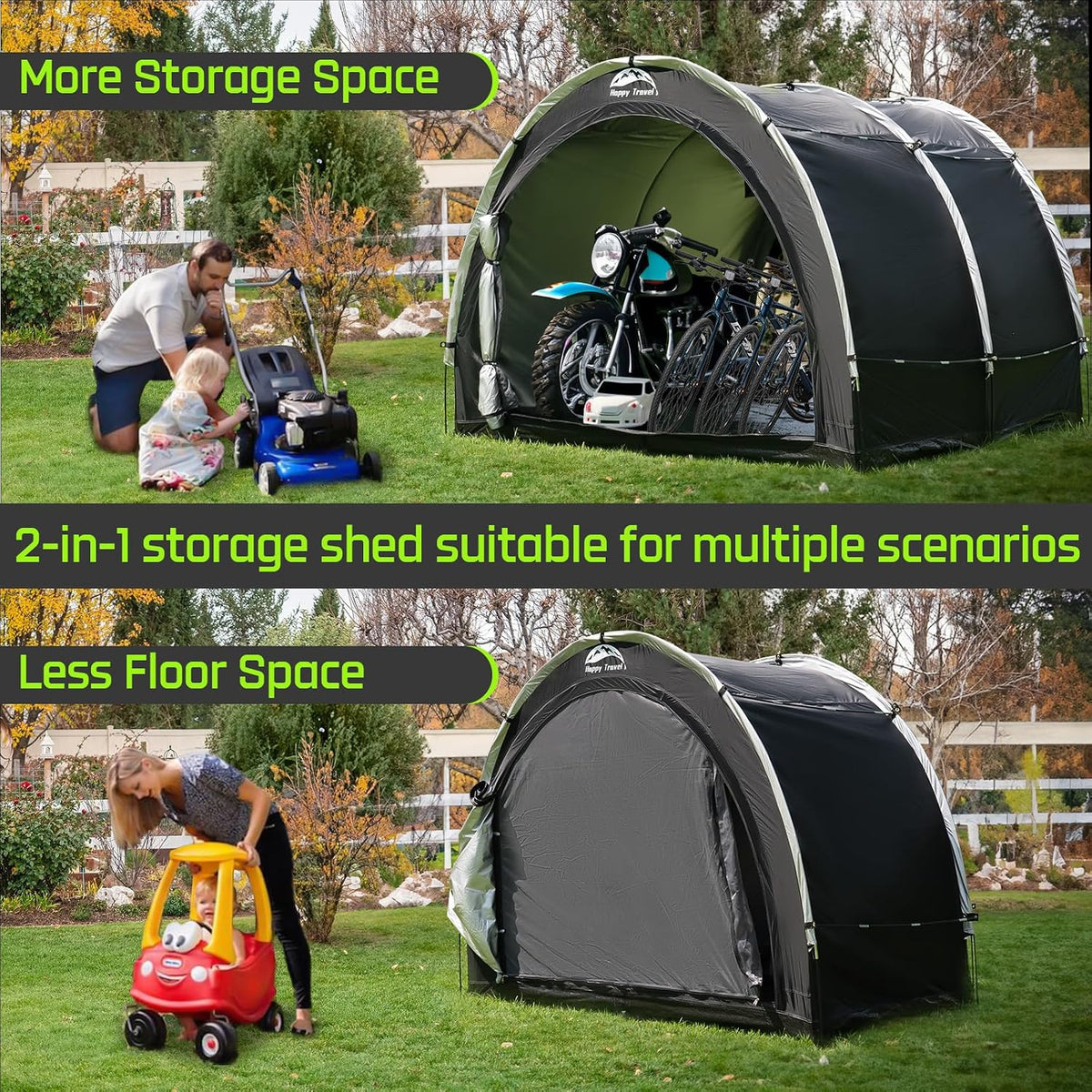 Outdoor Waterproof Bike Storage Tent Shed for 2/3/4/6/8 Bikes | Bicycle Covers Shelter with Window, Oversized Outside