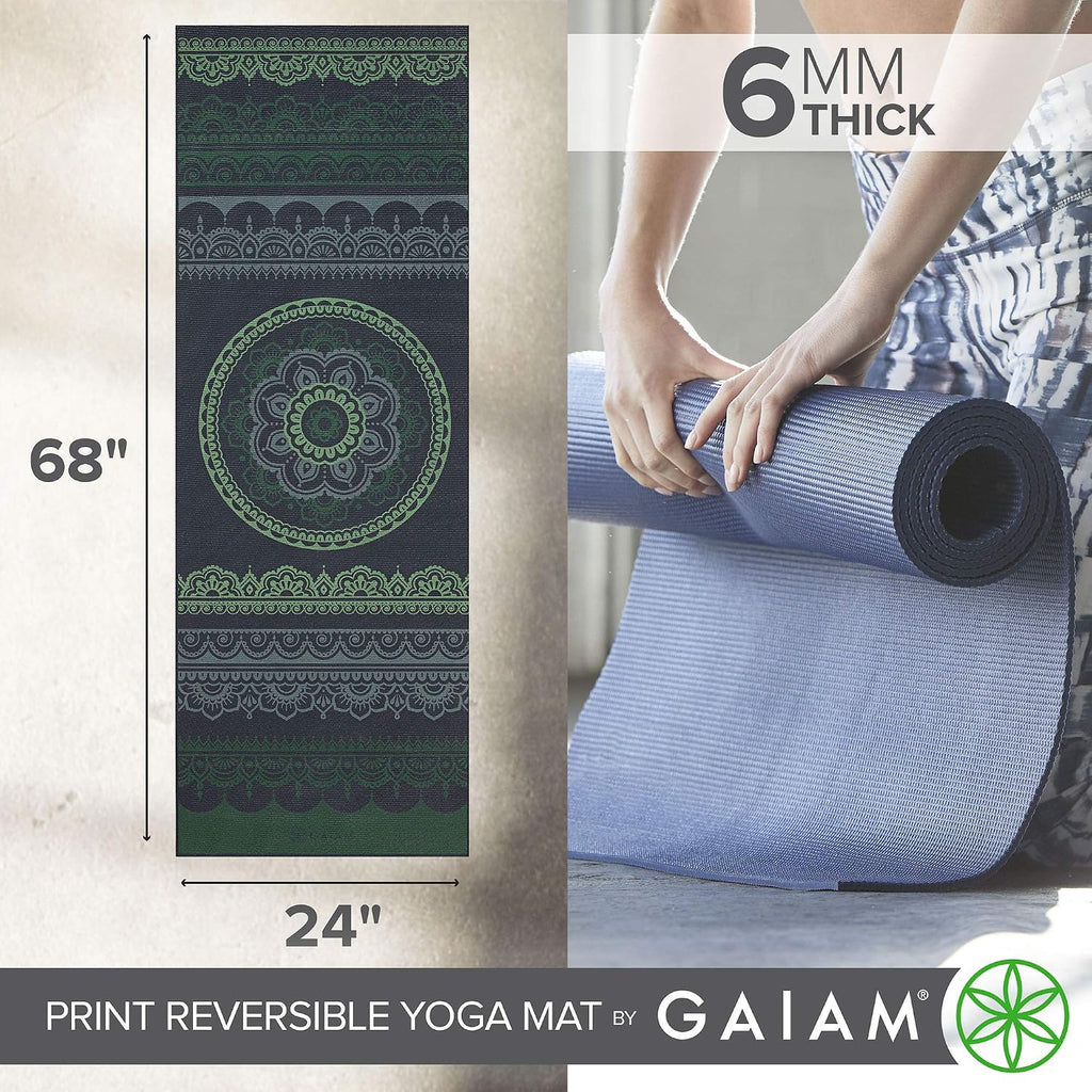 Yoga Mat - Premium Print Reversible Extra Thick Non Slip Exercise & Fitness Mat for All Types of Yoga, Pilates &