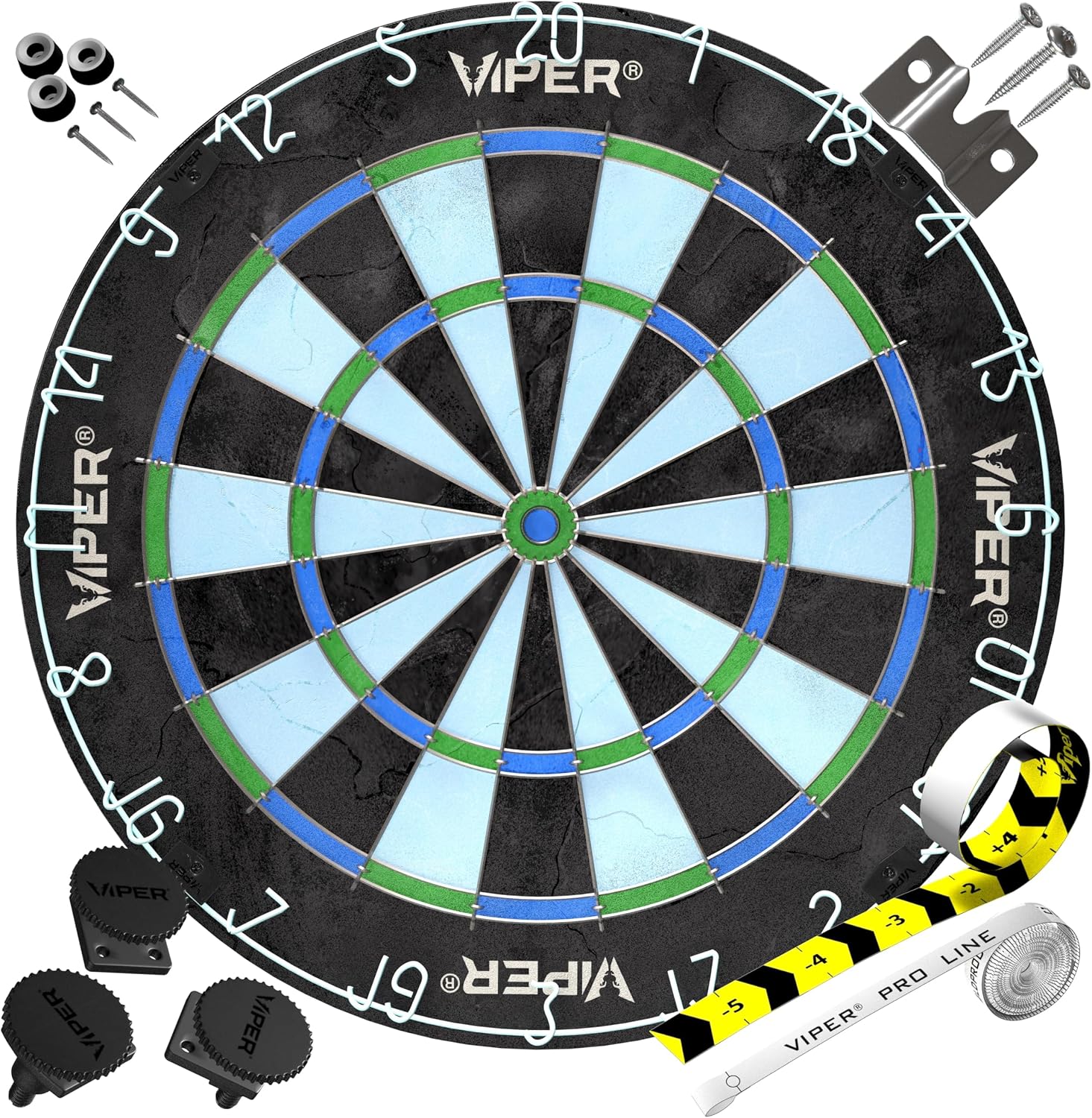 Viper Chroma Regulation Sisal Bristle Steel Tip Dart Board for Adults | 17.75 Inch Dartboard, Triangular Spider Wire