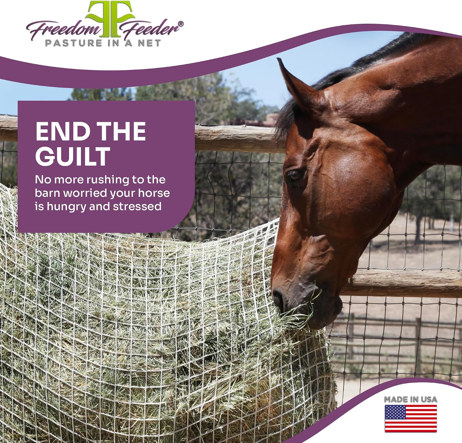 Full Bale Slow Feed Hay Net, Holds 110 lb, 1 in Mesh