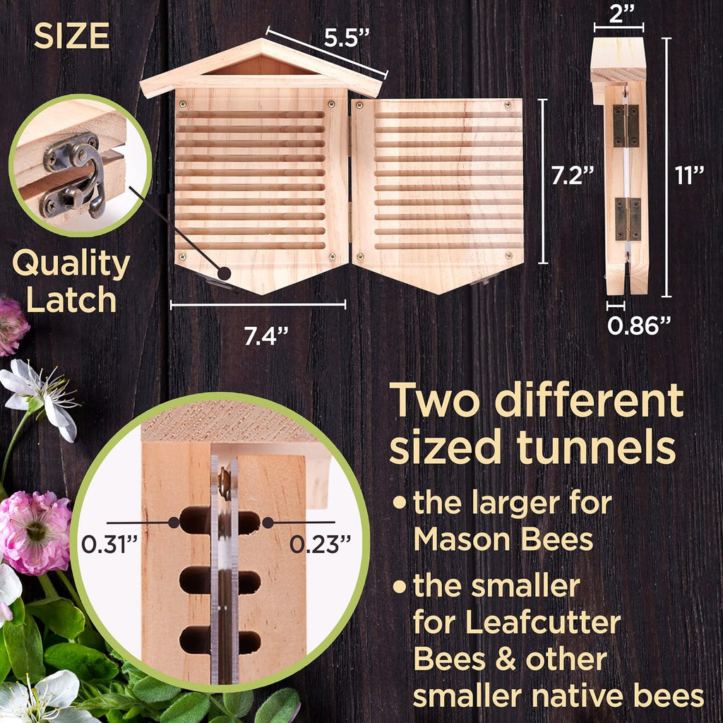 Native Bee Observatory | Mason Bee Houses for Pollinating Bees | Pollinator Bee Houses for the Garden Lover | Leaf
