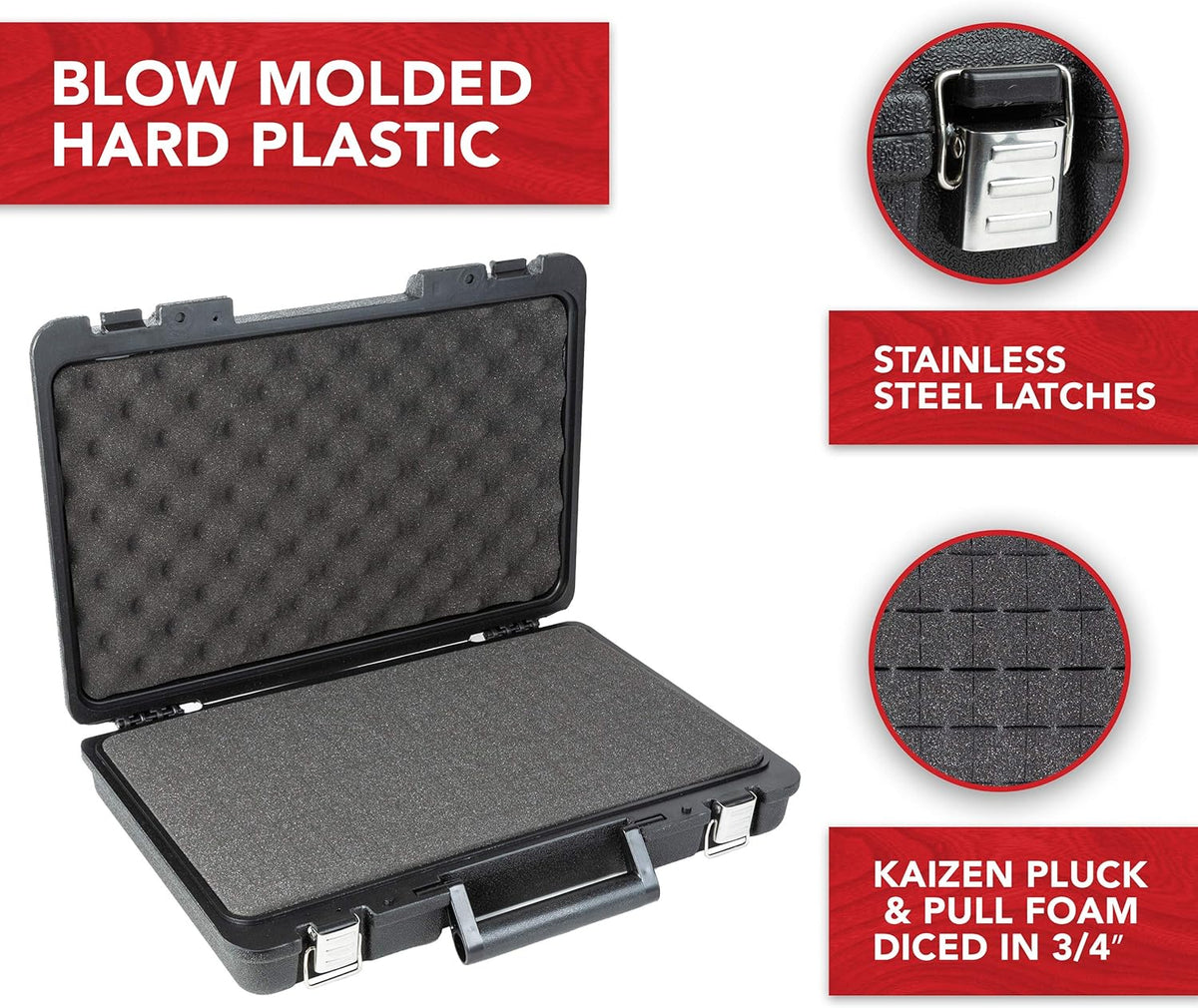 Universal Hard Carrying Case with Premium Kaizen Pick and Pluck Foam - Protects Electronics, Tools, Cameras and