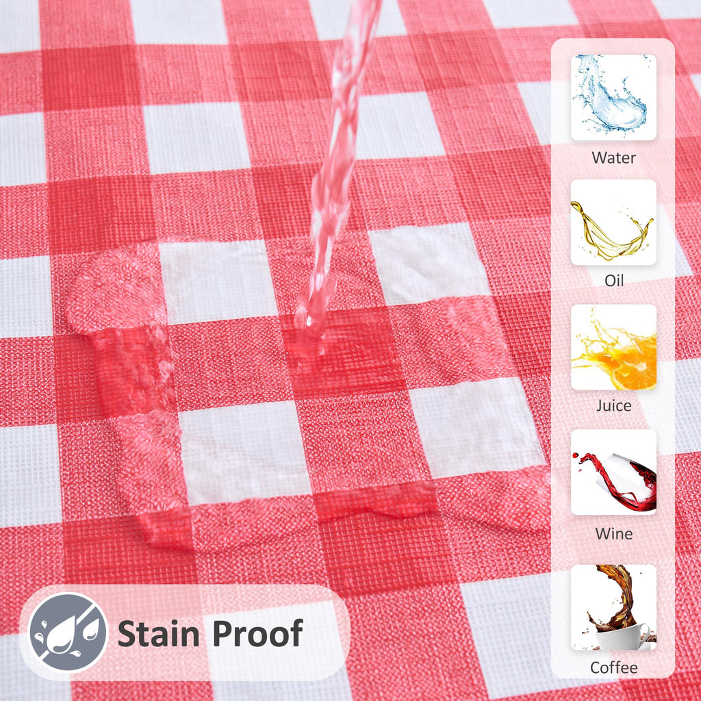 Vinyl Tablecloth with Flannel Backing-Gingham Rectangle 8 Foot Table Cloth