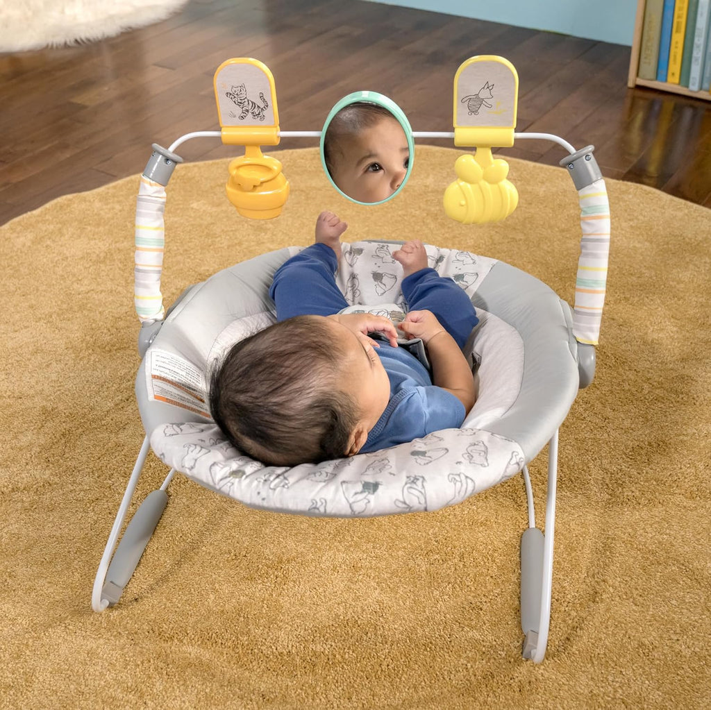 Disney Baby Winnie The Pooh Classic Pals Vibrating Baby Bouncer Seat with Melodies & Toys, Unisex, 0-6 Months