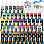 Fabric Paint Set, 48 Colors with Brushes & Palette, 0.34 oz Each