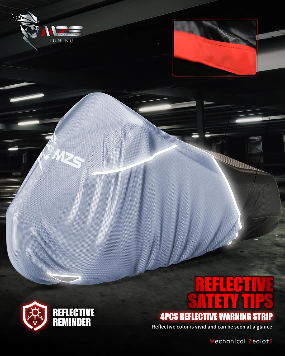 Motorcycle Cover Waterproof Outdoor, Heavy Duty All Season Weather Sun Protection with Storage Bag Vents Night