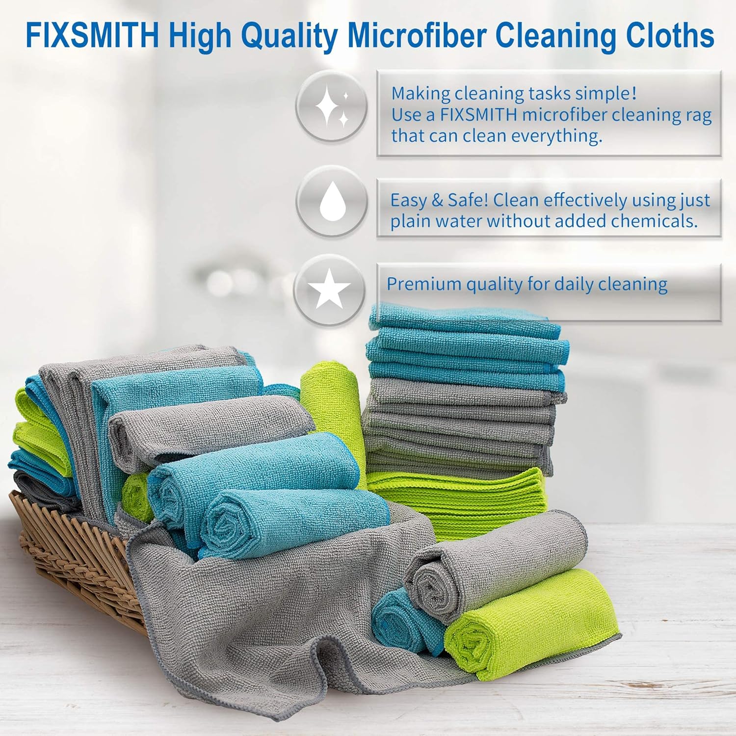 Microfiber Cleaning Cloth - Pack of 50, Microfiber Towels for Cars 16 x 12 in, Highly Absorbent Cleaning Rags