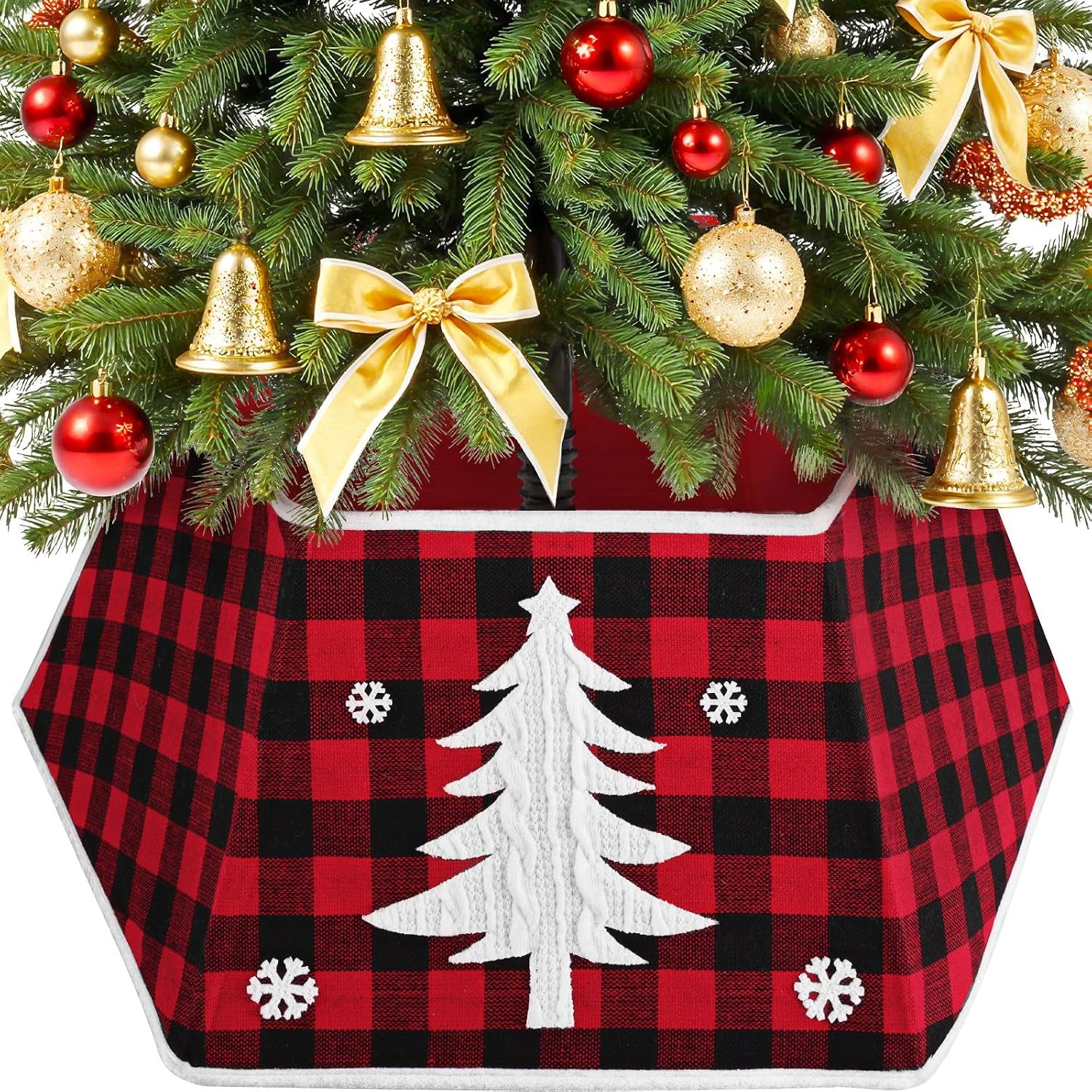 Christmas Tree Collar, 26’’ Christmas Tree Skirt Decorations Stand, Foldable Willow Skirt Ring for Artificial Trees