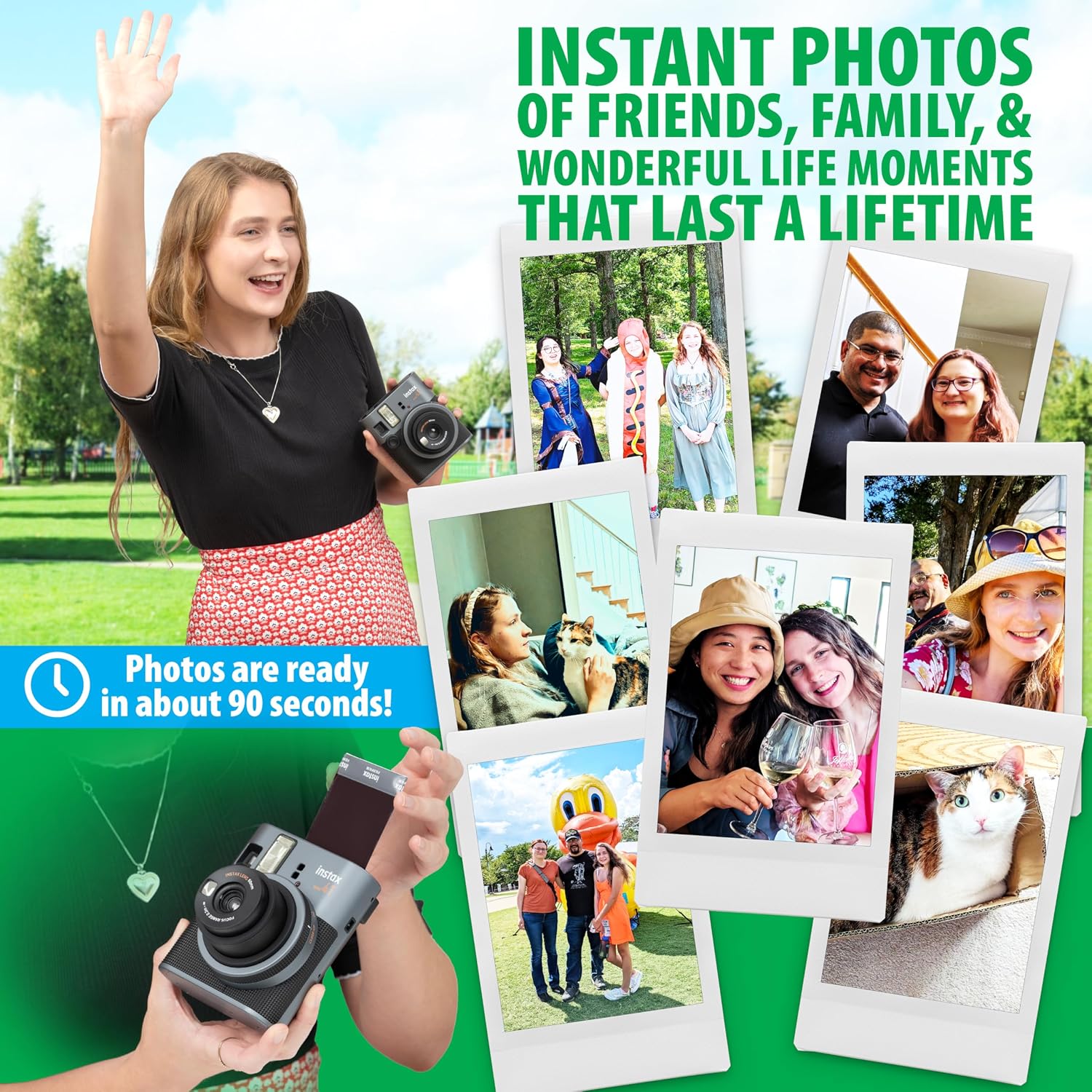 Instax Mini 41 Instant Film Camera Black + 20 Instax Instant Film Prints Bundle