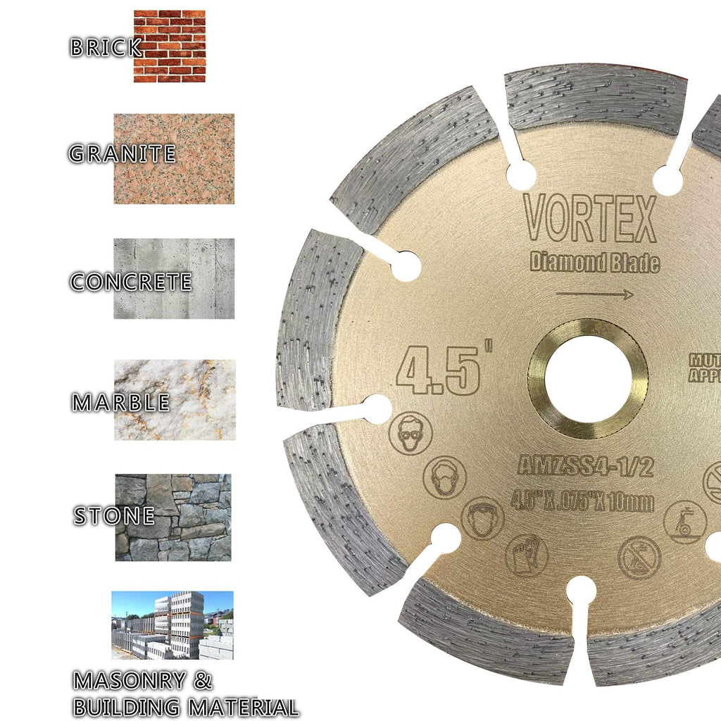 (2 Pack) VTXMAX VSS 4-1/2 inch Dry or Wet Cutting General Purpose Power Saw Segmented Diamond Blades for Concrete