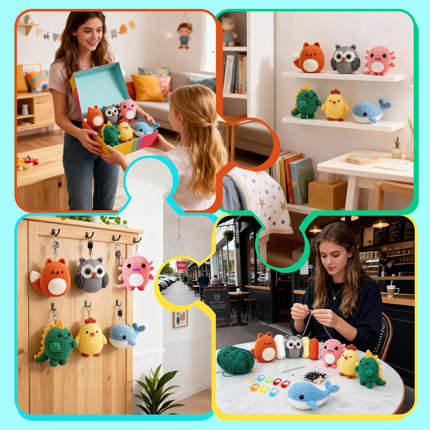Crochet Kit for Beginners 6 PCS Amigurumi Animal Family Crochet Starter Kit with Step-by-Step Video Tutorials 40%