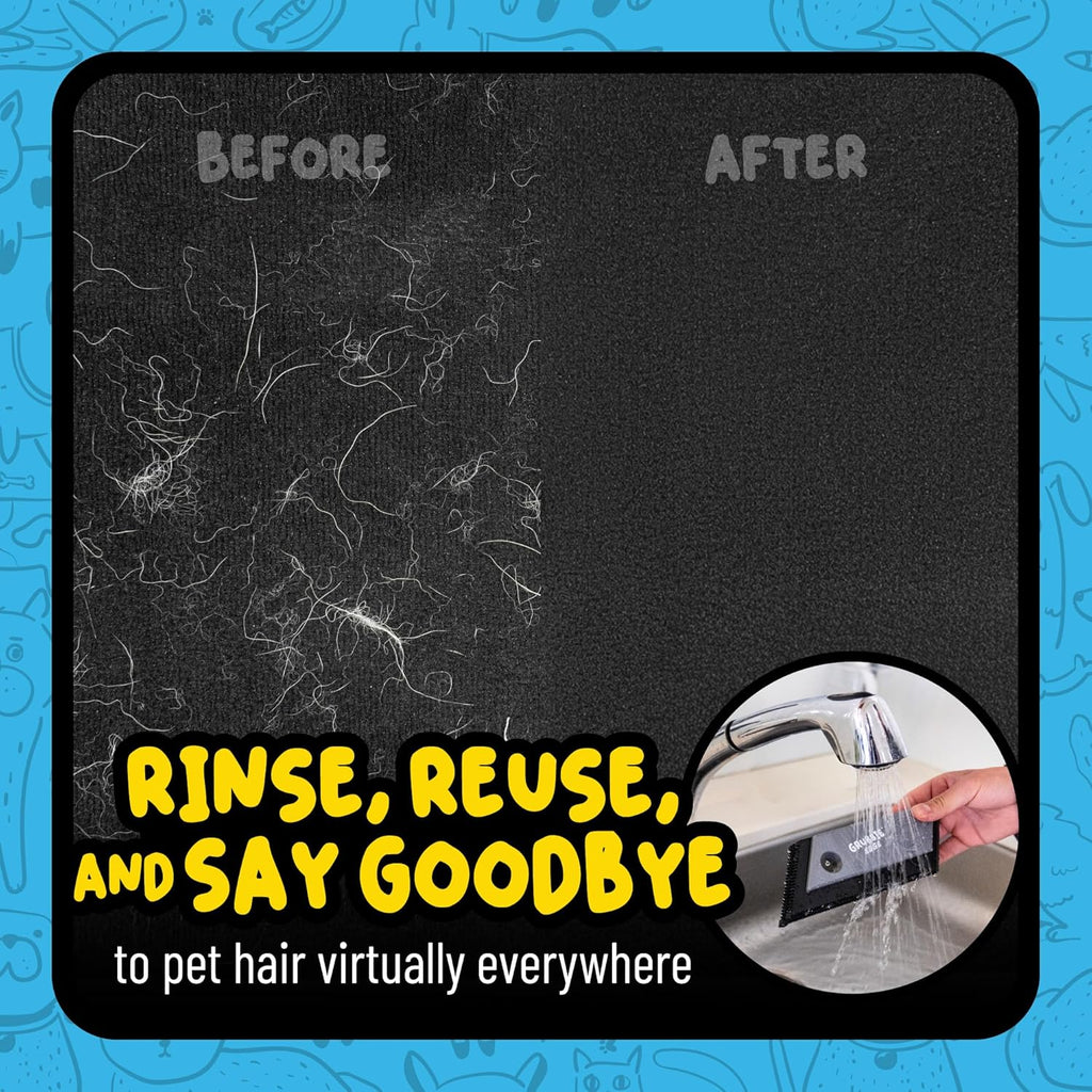 Grubbie Edge Pet Hair Removal Tool – Reusable Pet Hair & Lint Remover for Car Interiors, Upholstery, Carpets, Seats
