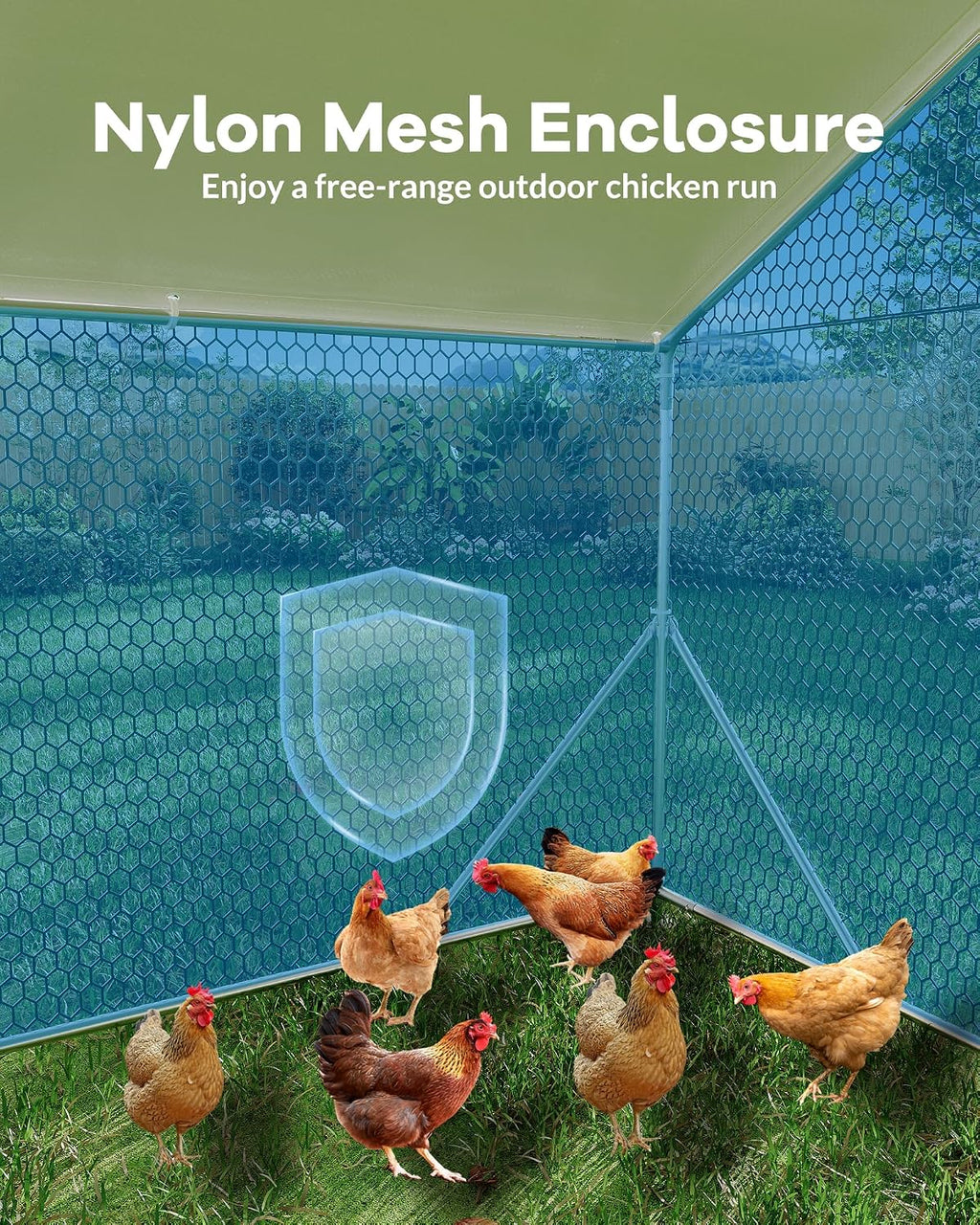 Large Metal Chicken Coop, Chicken Run for 20/30 Chickens, Outdoor Walk in Poultry Cage with Anti-UV Cover and