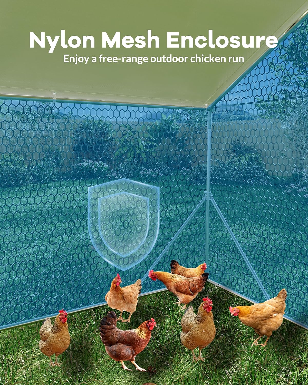 Large Metal Chicken Coop, Chicken Run for 20/30 Chickens, Outdoor Walk in Poultry Cage with Anti-UV Cover and