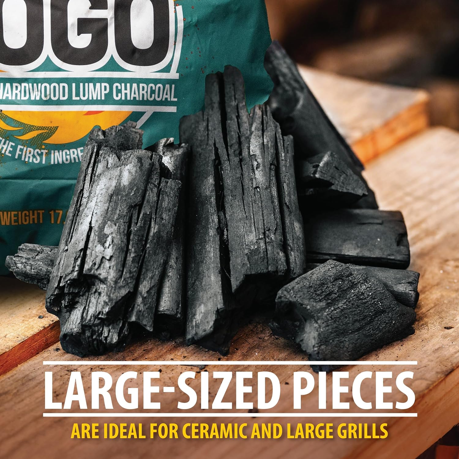 Brazilian Blend Hardwood Lump Charcoal, Natural, Large Sized Lump Charcoal for Grilling and Smoking, Restaurant