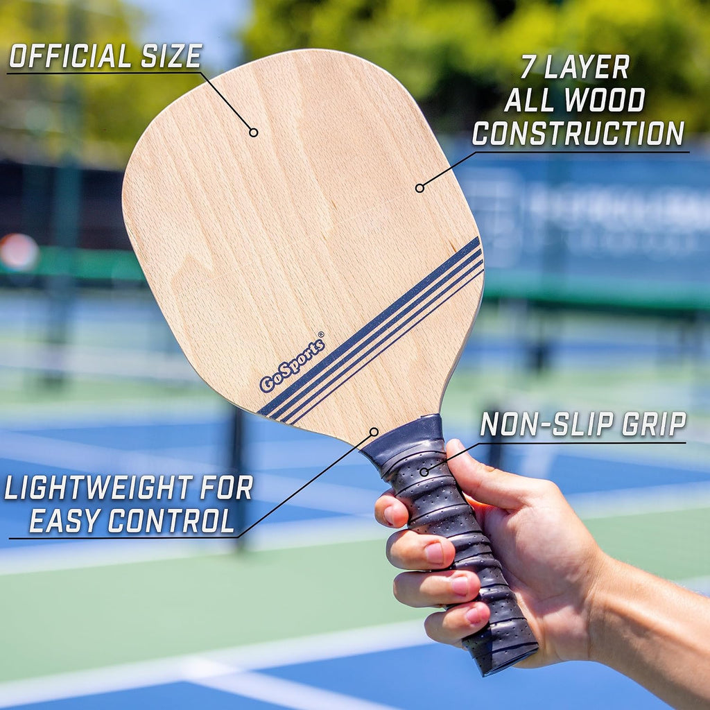 Pickleball Sets - Classic, Retro, Steel Blue, or Yellow - Includes 4 Paddles, 4 Regulation Pickleballs and Carry Case