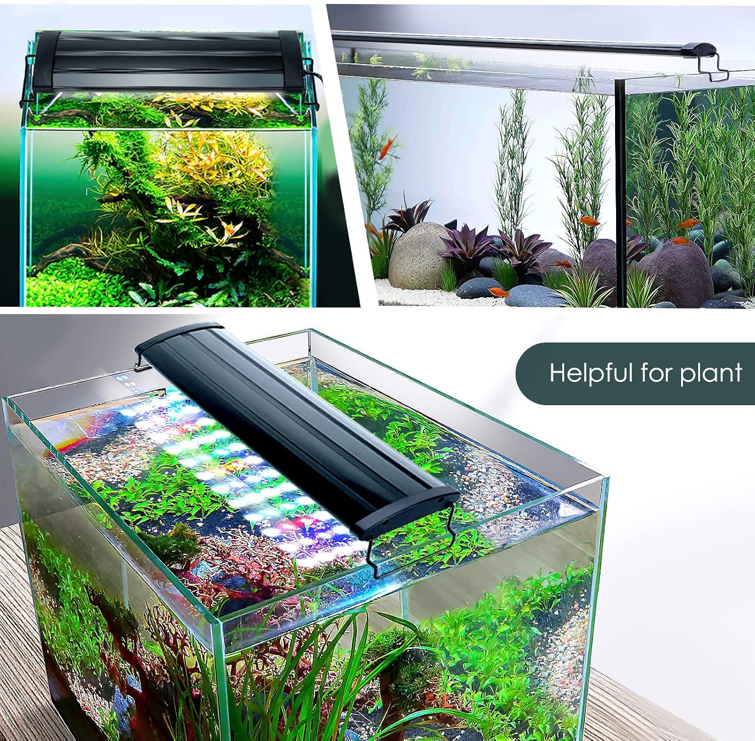 Aquarium Light,Full Spectrum LED Fish Tank Lights | 12"-54" Adjustable Multi-Color White Blue Red Green LEDs with