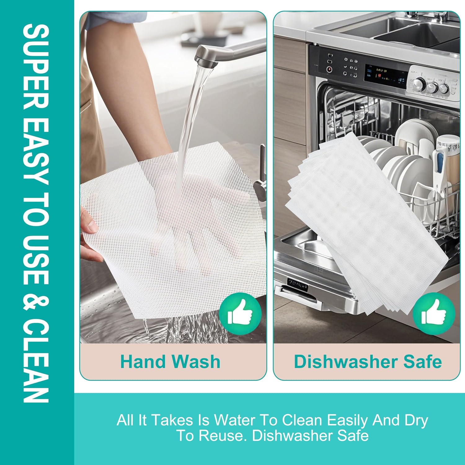 Pack of 5 Premium Non Stick Silicone Dehydrator Sheets for Fruit Dryer Mesh