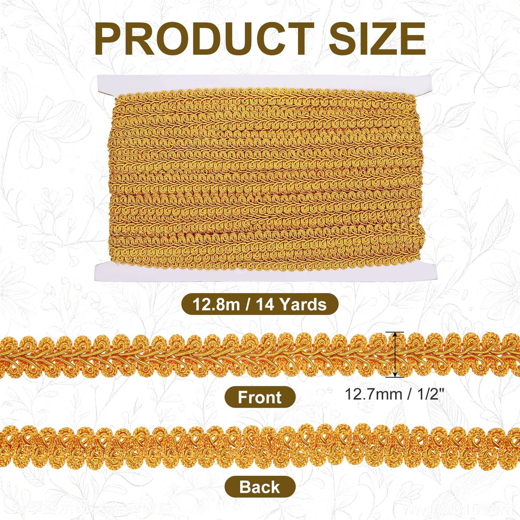Gimp Braid Trim 1/2" x 14 Yards Polyester, Gold