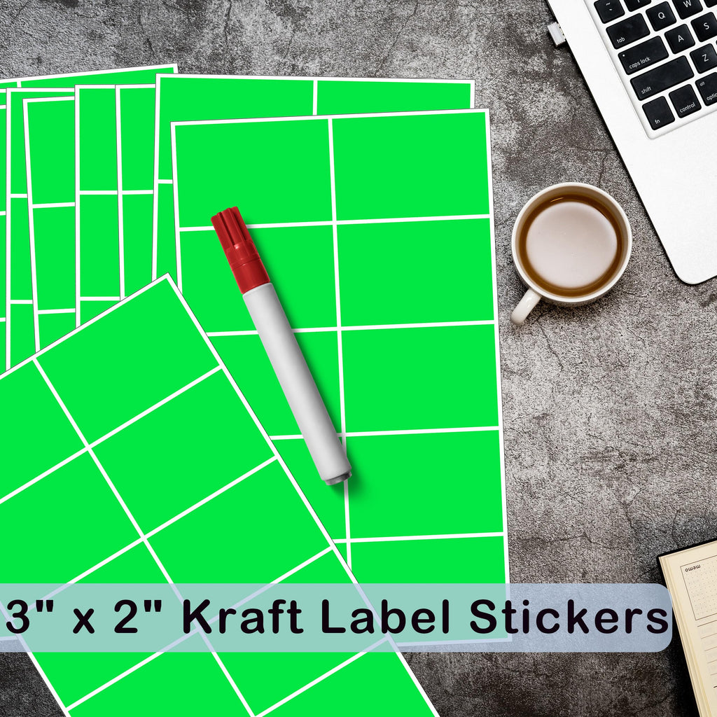 Fluorescent Green Label Stickers,3"x2" Sticker Labels,240 Pack Moving Label
